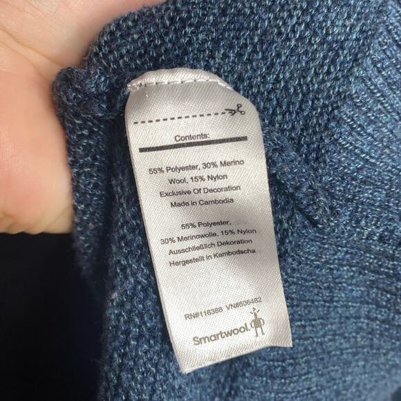 Smartwool Men's Ripple Ridge Half Zip Sweater blue heather Pullover Merino Wool - Picture 3 of 6